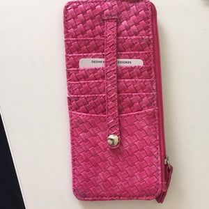 Pink Wallet with Zipper Pocket